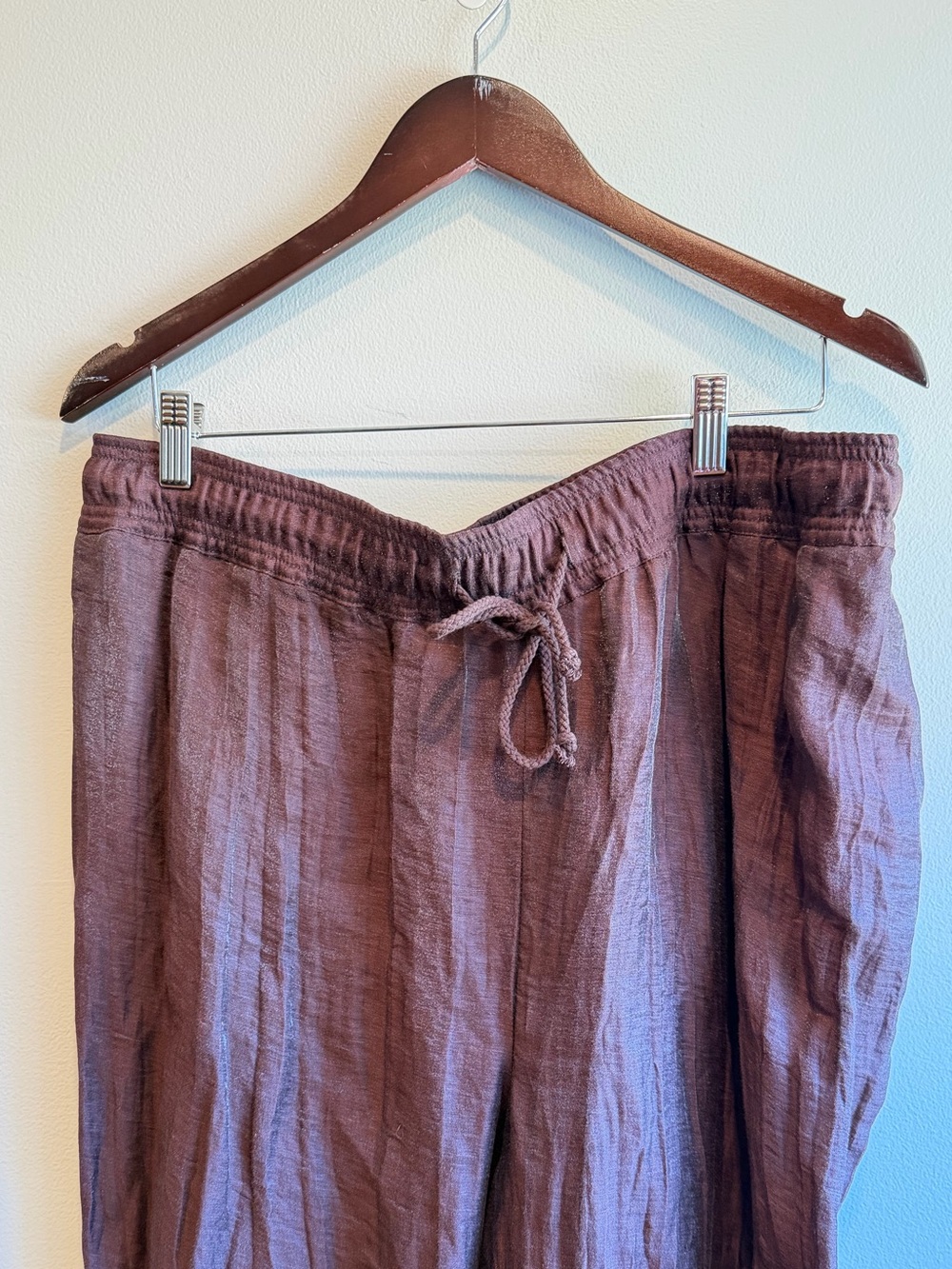 Peter Nygar Linen Wide Leg Pants Brown Size Large